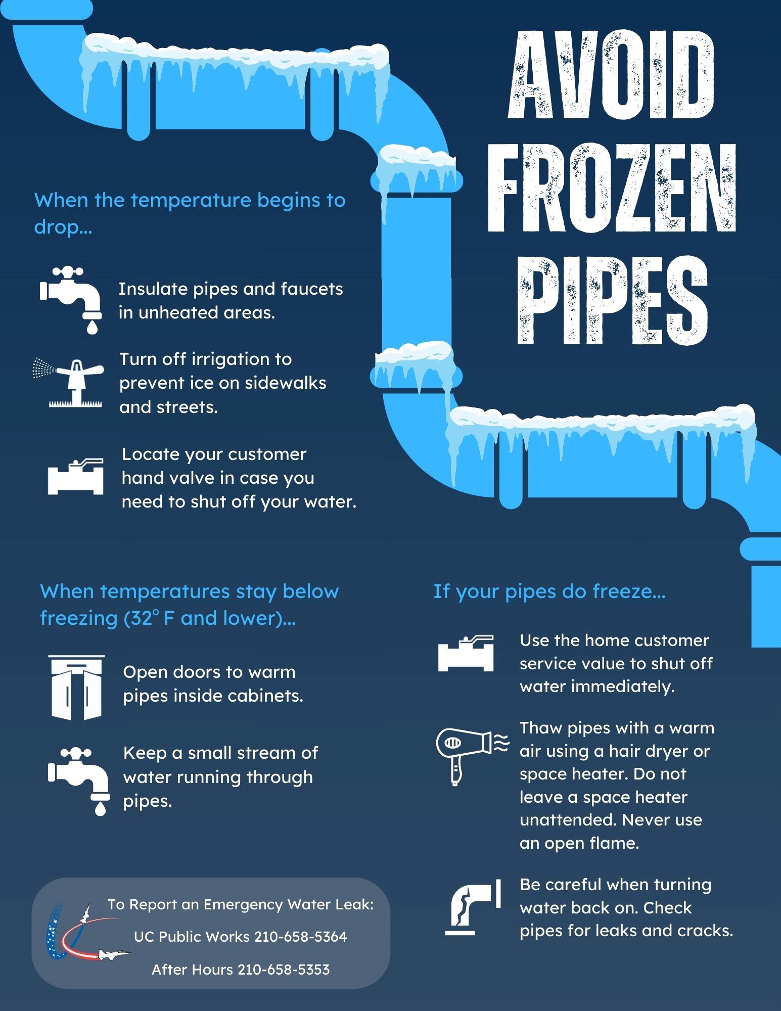 Tips to prevent frozen pipes