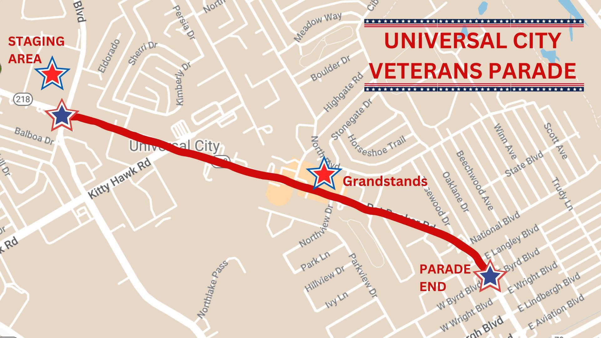 Veterans Parade Route Map