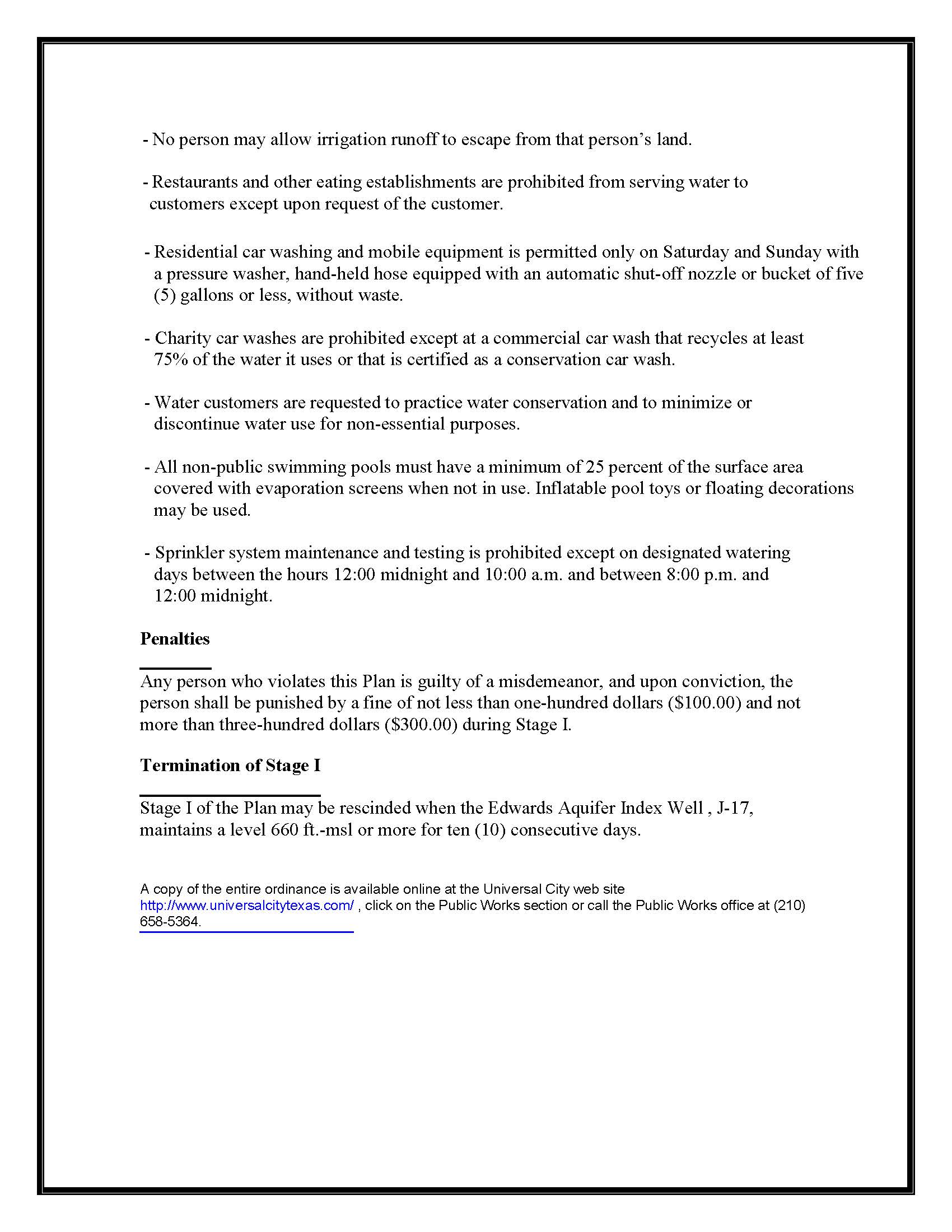 Stage I Water Restriction Page 2