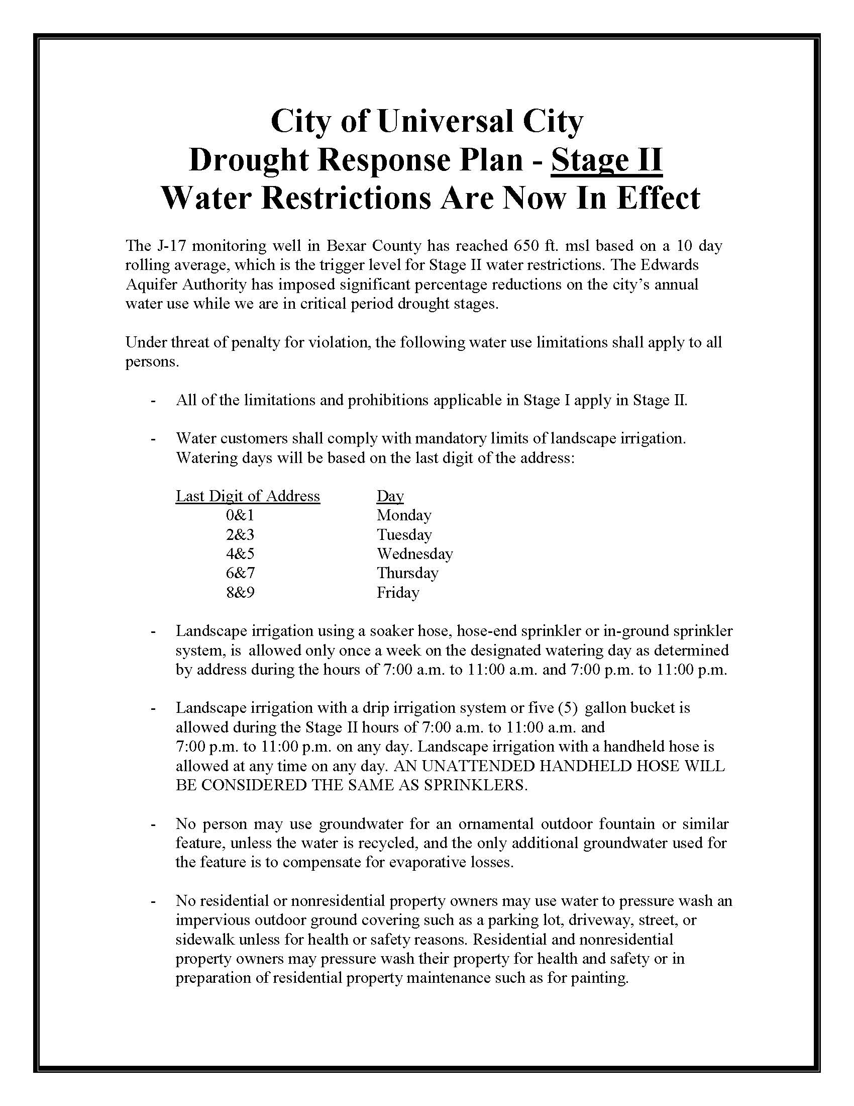 Stage II Water Restrictions Page 1