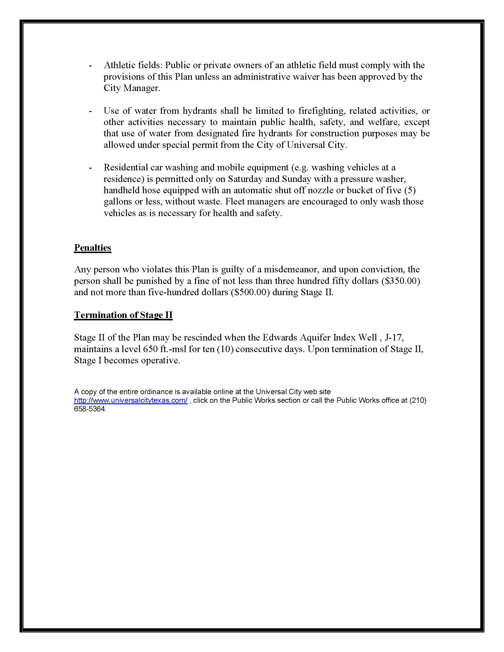 Stage II Water Restrictions Page 2