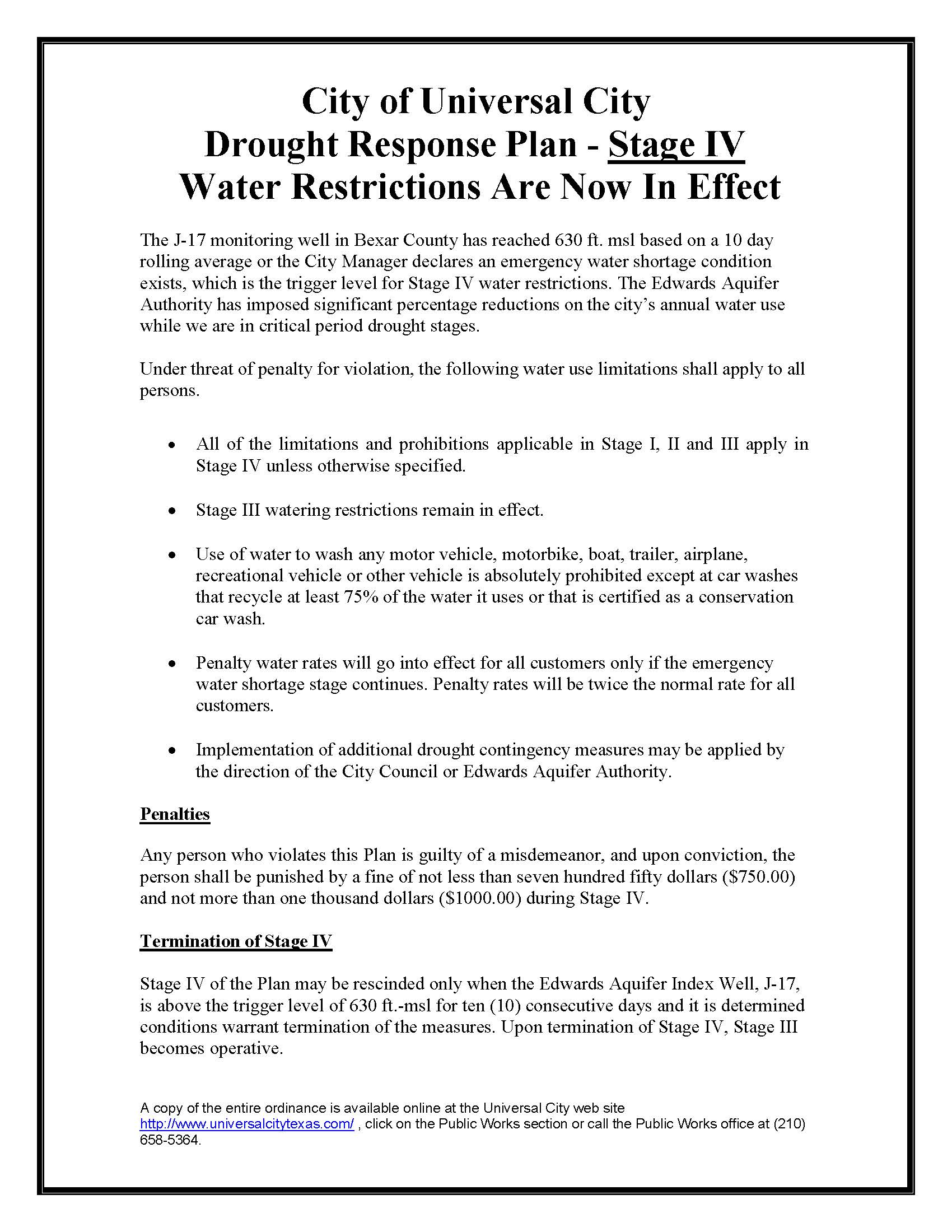 Stage 4 Water Restrictions