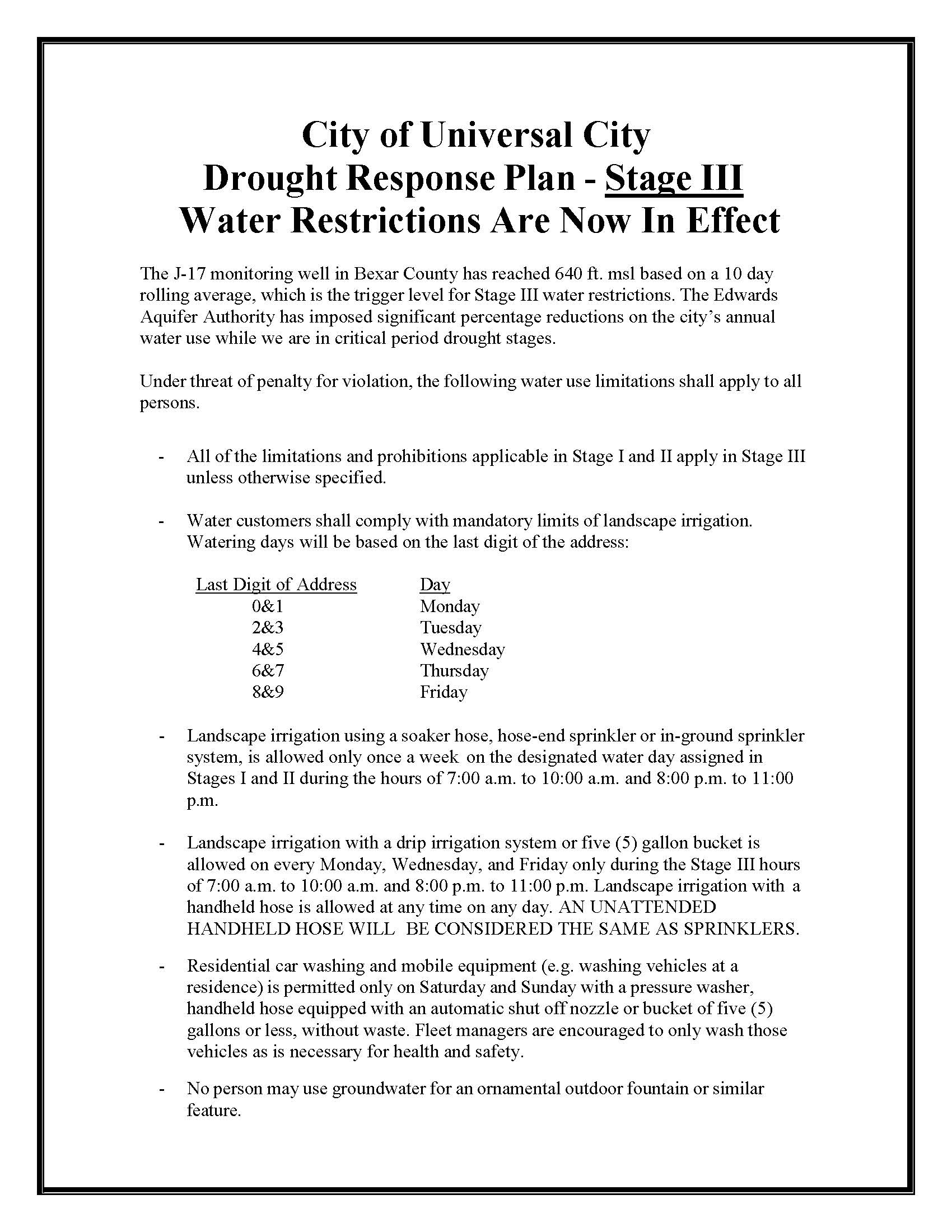 UPDATED Stage III Water Restrictions Page 1